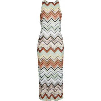 Missoni Ärmelloses Langkleid Aus Baumwolle Und Viskose Mit Fischgrätmuster In Multi