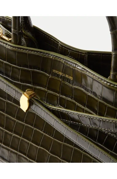 Veronica Beard Dash Croc Embossed Leather Top Handle Bag In Green