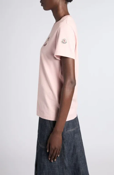 Moncler T-shirt With Embroidery In Pink