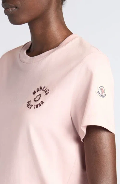 Moncler T-shirt With Embroidery In Pink
