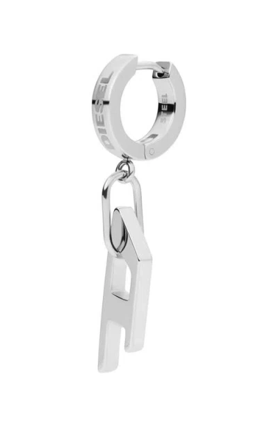 Diesel ® D Logo Single Drop Earring In Silver
