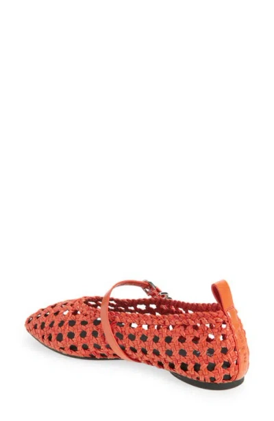 Rag & Bone Orange Spire Woven Mary Jane Faux-leather Flats In Red