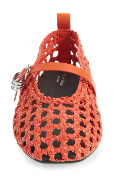 Rag & Bone Orange Spire Woven Mary Jane Faux-leather Flats In Red