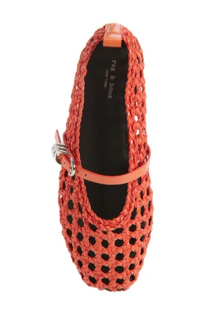 Rag & Bone Orange Spire Woven Mary Jane Faux-leather Flats In Red
