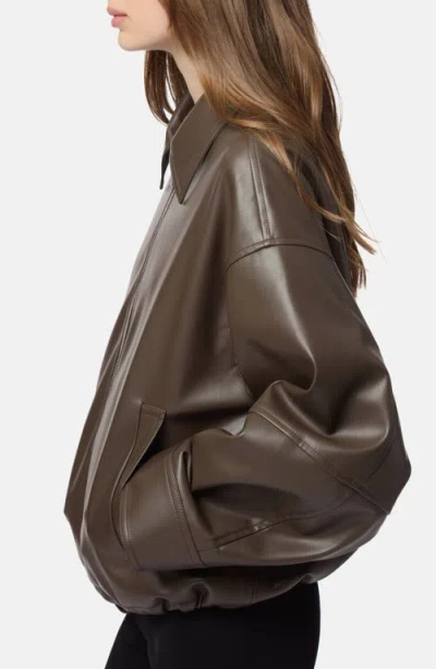 Apparis Ada Faux Leather Bomber Jacket In Brown