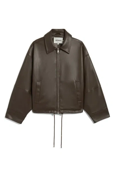 Apparis Ada Faux Leather Bomber Jacket In Brown