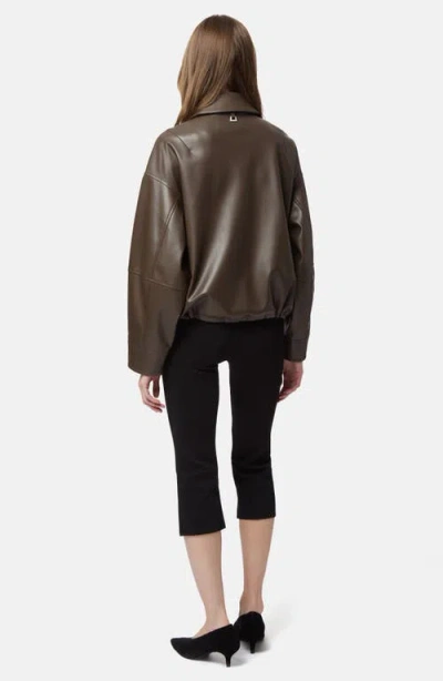 Apparis Ada Faux Leather Bomber Jacket In Brown