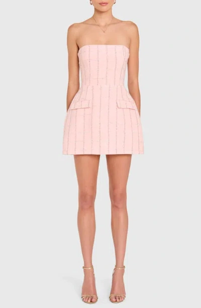 Amanda Uprichard Metallic Windowpane Plaid Cocktail Romper In Pink