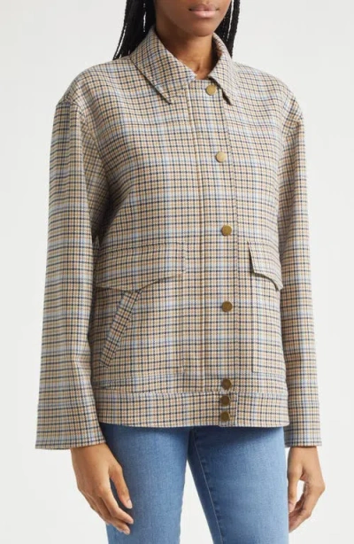 Veronica Beard Kasper Plaid-pattern Embellished-collar Jacket In Gray