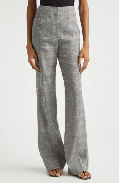 Veronica Beard Jude High Waist Wide Leg Glen Plaid Pants In Gray