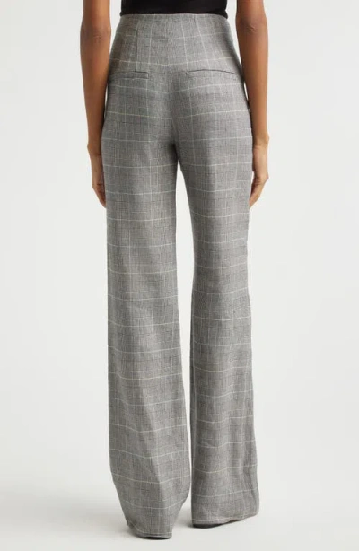 Veronica Beard Jude High Waist Wide Leg Glen Plaid Pants In Gray