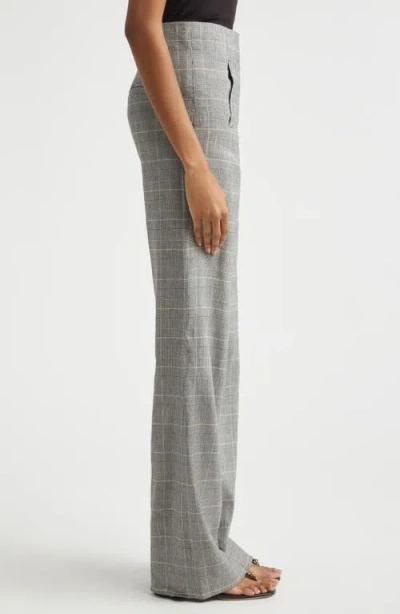 Veronica Beard Jude High Waist Wide Leg Glen Plaid Pants In Gray