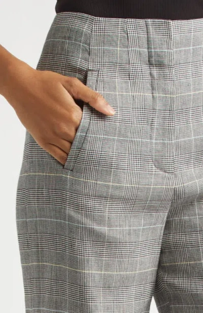 Veronica Beard Jude High Waist Wide Leg Glen Plaid Pants In Gray