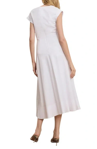 Veronica Beard Lisette Gathered Cotton-blend Poplin Midi Dress In White