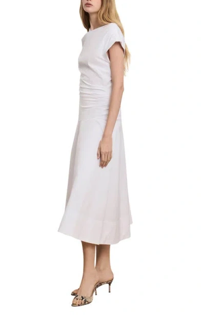Veronica Beard Lisette Gathered Cotton-blend Poplin Midi Dress In White