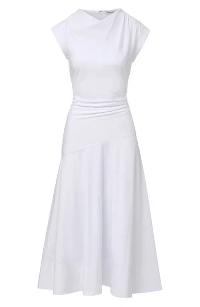 Veronica Beard Lisette Gathered Cotton-blend Poplin Midi Dress In White