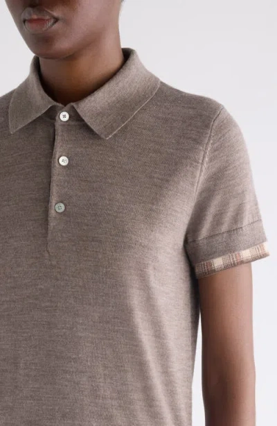 Acne Studios Layered Short Sleeve Wool Polo Sweater In Brown
