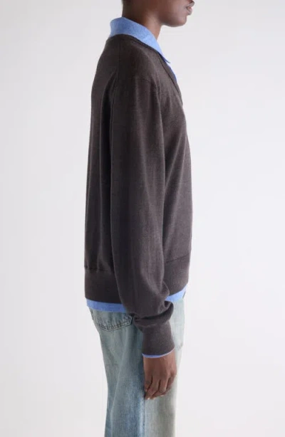 Acne Studios Womens Brown Blue Kascha Layered Wool Jumper