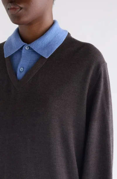 Acne Studios Womens Brown Blue Kascha Layered Wool Jumper