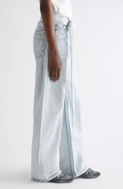 Acne Studios Belted Wide Leg Jeans In Blue