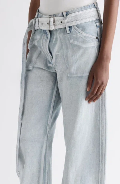 Acne Studios Belted Wide Leg Jeans In Blue
