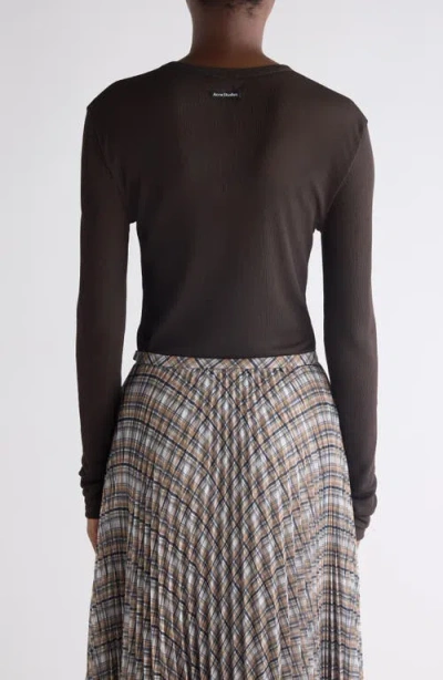 Acne Studios Semisheer Long Sleeve Rib T-shirt In Brown