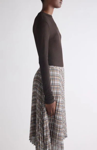 Acne Studios Semisheer Long Sleeve Rib T-shirt In Brown