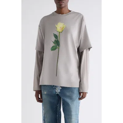 Acne Studios Women Cotton T-shirt With A Floral Print With A Contrasting Logo In Multi