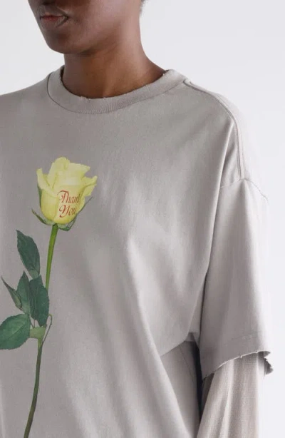 Acne Studios Women Cotton T-shirt With A Floral Print With A Contrasting Logo In Multi