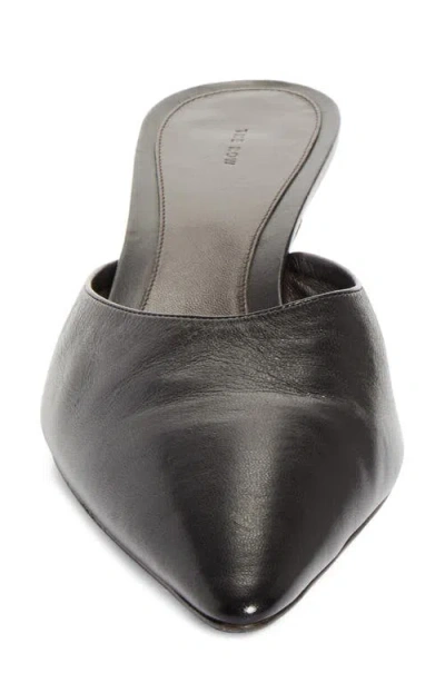 The Row Liisa Leather Kitten Heel Pointed Toe Mules In Black