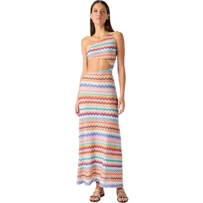 Missoni One-shoulder Zigzag-pattern Beach Dress In Multi