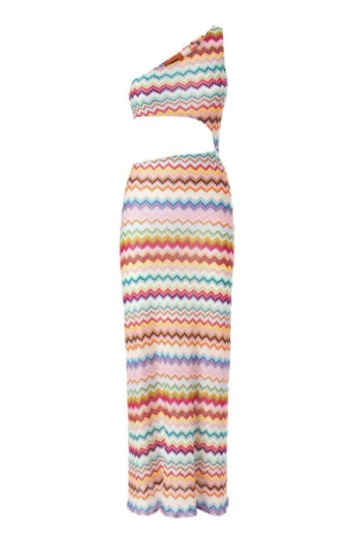 Missoni One-shoulder Zigzag-pattern Beach Dress In Multi