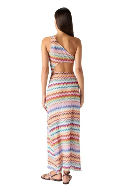 Missoni One-shoulder Zigzag-pattern Beach Dress In Multi