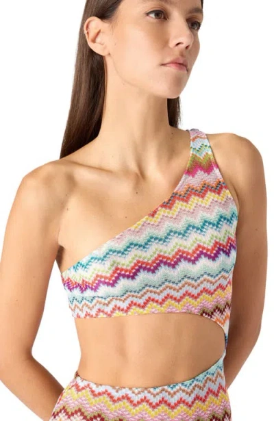 Missoni One-shoulder Zigzag-pattern Beach Dress In Multi