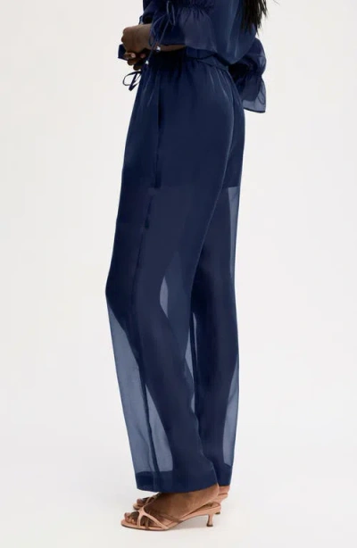 Sam Edelman Sheer Drawstring Pants In Blue