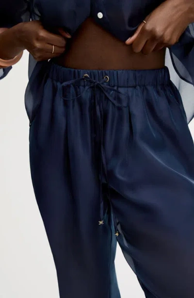 Sam Edelman Sheer Drawstring Pants In Blue