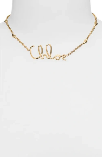 Chloé Script Logo Necklace In Gold