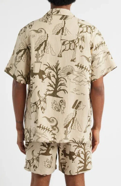 Oas Poplan Linen Camp Shirt In Pattern