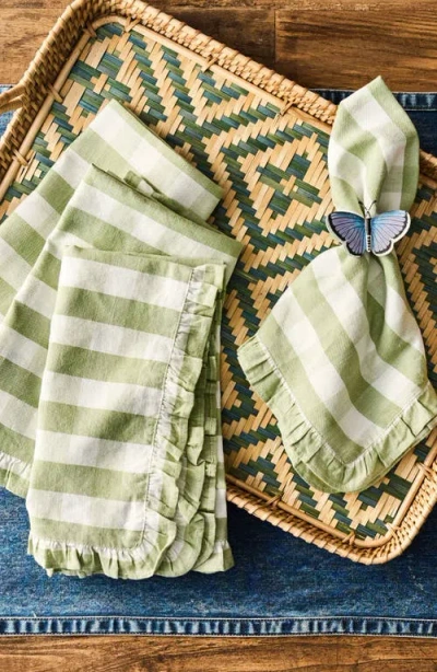 Juliska Gingham Ruffle Napkin In Multi