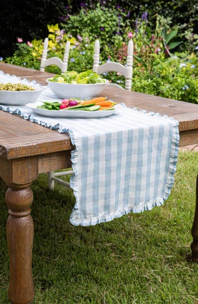 Juliska Gingham Ruffle Table Runner, 18 X 90 In Blue