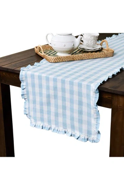 Juliska Gingham Ruffle Table Runner, 18 X 90 In Blue