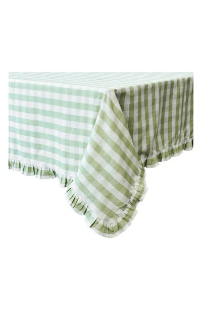 Juliska Gingham Ruffle Tablecloth, 60 X 120 In Green