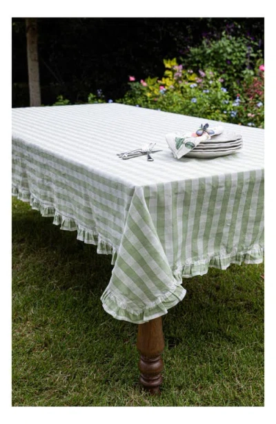 Juliska Gingham Ruffle Tablecloth, 60 X 120 In Green