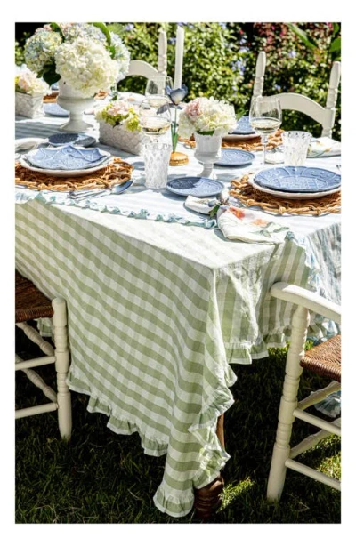 Juliska Gingham Ruffle Tablecloth, 60 X 120 In Green