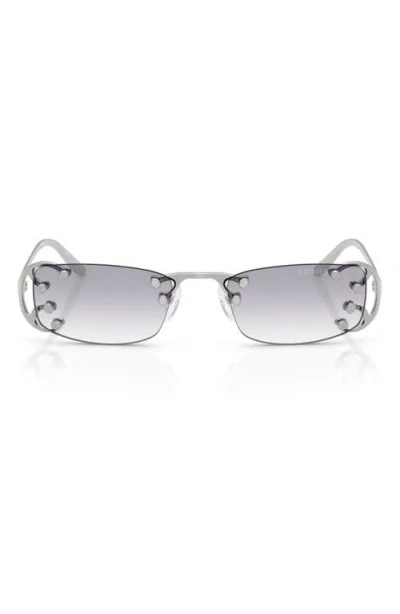 Prada Rimless Rectangular Sunglasses With Polished Metal Frames In Silver