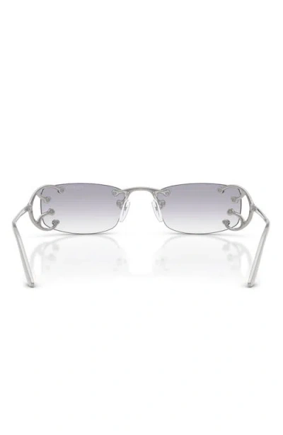 Prada Rimless Rectangular Sunglasses With Polished Metal Frames In Silver