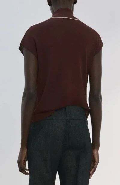 Mango Bert Tie Neck Top In Brown