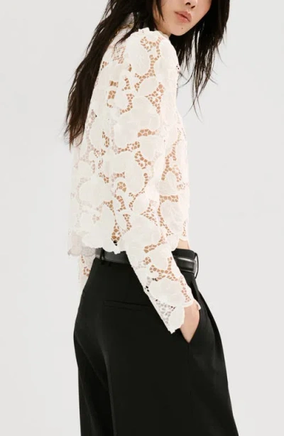 Mango Coco Lace Cutwork Top In Neutral