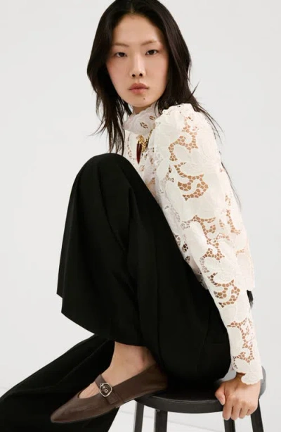 Mango Coco Lace Cutwork Top In Neutral