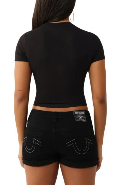 True Religion True Baddie Crop Stretch Cotton Graphic T-shirt In Black